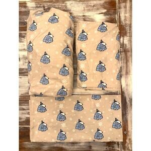 Peanuts Snoopy Puffy Coat Full Size Sheet Set Christmas Puffer Jacket Gray Blue